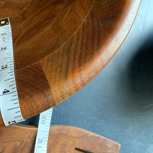 Mid-Century Modern Vermillion Real Walnut 7-Piece Salad Bowl Set With Serving Ut - Picture 11 of 12